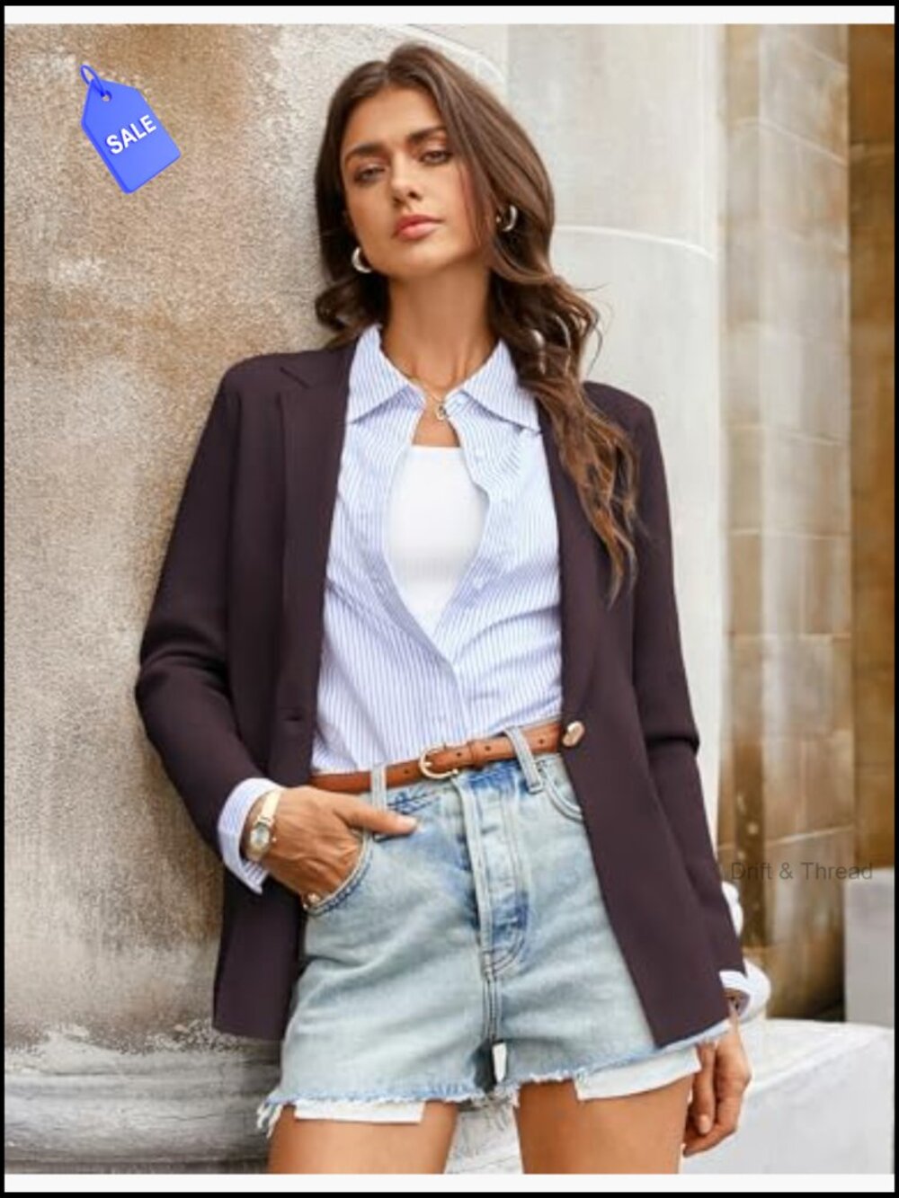 Lightweight Knit Blazer with Pockets for Business Casual Office Wear - Picture 3 of 7